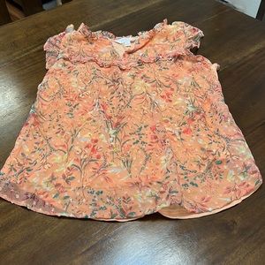 Shoulder length Lauren Conrad blouse Hardly worn Floral in front solid in back.